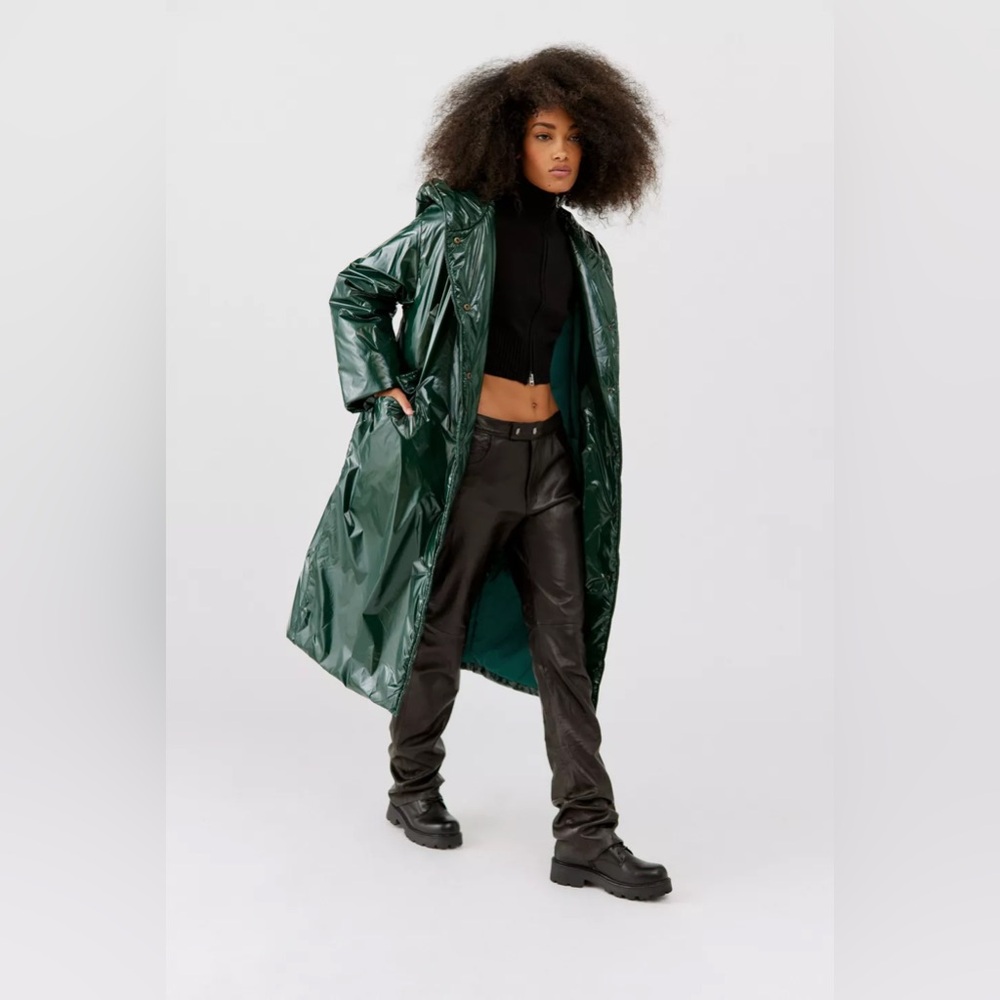 Urban Outfitters Mila Longline Parka Jacket in Green. Size Medium - Picture 2 of 11